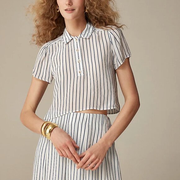 JCrew Stripe pleated skirt + Top , elevated Set Skirt size US 2 XS - Picture 1 of 13